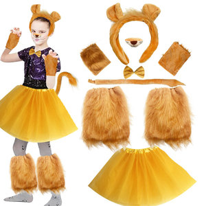Accessoires <span class=keywords><strong>Cheveux</strong></span> Lion pour Enfants : Ensemble <span class=keywords><strong>Bandeau</strong></span>, Jupe Tutu, Oreilles, Queue, Nœud, Gants et Griffes pour Fête d'Halloween - Product Image 4