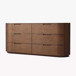 <span class=keywords><strong>Commode</strong></span> moderne <span class=keywords><strong>de</strong></span> luxe en <span class=keywords><strong>noyer</strong></span> courbé à 6 tiroirs avec poignées encastrées pour chambre principale ou projet <span class=keywords><strong>de</strong></span> villa - Product Image 3
