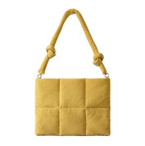 Classic Quilted Puffy Corduroy Portable Laptop <strong>Sleeve</strong> Cover Custom Cute Lightweight Case Daily Business Travel Shoulder Bag - Product Image 1