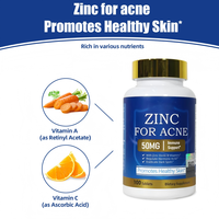 Vitamine Zinc pour l'acné et le soutien cutané, haute concentration 50 mg, antioxydant, soutien immunitaire, comprimés, 100 comprimés, usage adulte