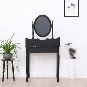 Black Solid Wood Dressing <b>Table</b> With Adjustable Mirror Storage Bedroom <b>Vanity</b> Makeup Desk - Product Image 4