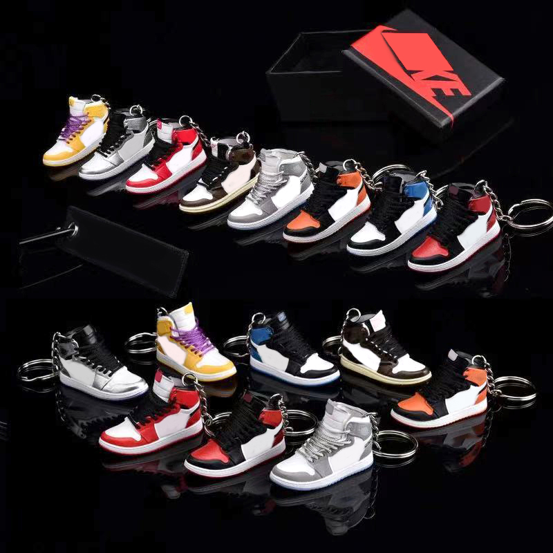 Оптовая Продажа 150 стилей на заказ обувь Jor Dan брелок 3D Мини воздушная обувь с коробкой ПВХ Резина дизайнерский брелок AJ кроссовки брелок