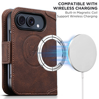 Étui portefeuille SUTENI pour iPhone Duo avec chargement sans fil, porte-cartes, boucle magnétique, support et texture litchi en similicuir