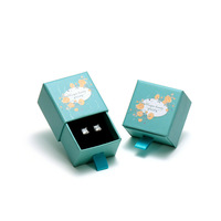 Boîte cadeau en carton personnalisée de luxe, écologique, vert menthe, pour ensemble de bijoux, avec tiroir pour bague et collier