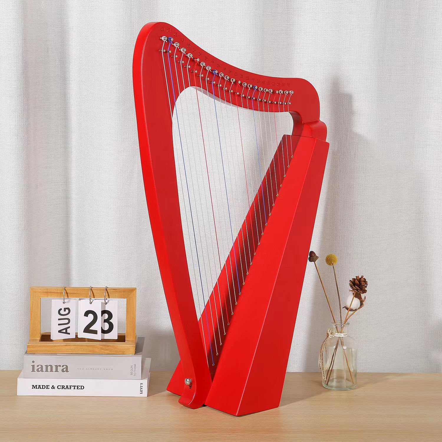 Harpe 23 cordes rouge (grand coffret cadeau)