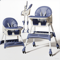 Chaise Haute Bébé Multifonctionnelle Pliante Chaude, Réglable en Hauteur, Chaise de Repas Bébé 3-en-1 pour Enfants