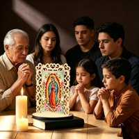 Statues en bois Notre-Dame de Guadalupe, Cadres photo Vierge de Guadalupe, Cadeaux de baptême pour invités, Centres de table pour baptême
