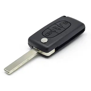 Topbest Remote Car key flip metal circle p-eugeot 207 307 308 407 607 807 2/3/4 Buttons HU83/VA2 C-itroen C4 C5 C6 Car Key Shell