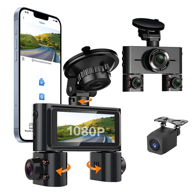 4 Lens 1080P Video Recording Dash Cam 4ch 3 in 1 Car Black Box Dashcam for Car Front and Rear