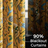 JA Rideaux de luxe modernes imprimés de fleurs Panneaux de draperie de fenêtre à œillets pour le salon Rideaux de salon