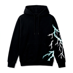Sudadera con Capucha Extra Grande para Hombre, Marca SINEWY, Premium, Personalizada, con Estampado Reflectante de Rayos, Forrada, Unisex, de Algodón Grueso, Estilo Urbano, OEM - Product Image 2