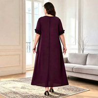 Robe longue élégante pour femmes grandes tailles, respirante, en dentelle, à fleurs, col en V, manches courtes, coupe décontractée, pour le bureau