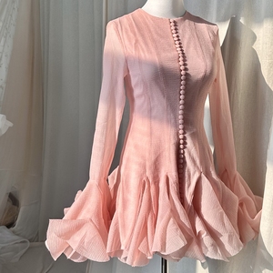 Váy cổ tròn thanh lịch cho nữ mùa xuân mới của phụ nữ mỏng bất thường váy ngắn - Product Image 2