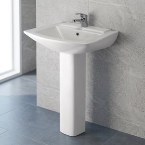 Vistaar Factory Direct Lavabo rectangulaire en céramique blanche sur pied complet, équipement sanitaire de salle de bain - Product Image 2