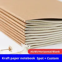 Bedrucktes Logo A4/A5/A6 Größe Kraftpapier Genäht Gebunden 40 Blatt Schul-Blanko-Notizbuch Kleines Journal Tagebuch Geschäftsstil als Geschenk