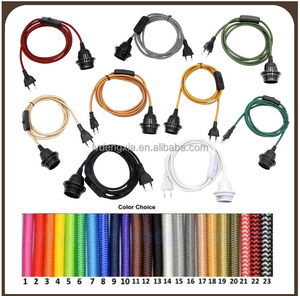 Câble électrique tressé en tissu de 2 m, câble électrique tressé en tissu coloré avec prise, interrupteur de cordon, lampe E27 - Product Image 6