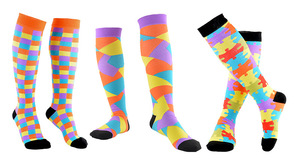 Stylish <strong>Ladies</strong> <strong>Knee</strong> <strong>High</strong> Compression Stockings Anti-Bacterial Breathable Geometric Knitting Nylon <strong>Socks</strong> Made China 23-32mmHg - Product Image 3