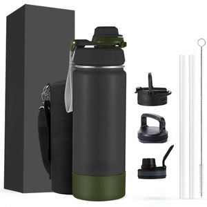 Stock Wide Mouth Sports Water <b>Bottle</b> 32OZ Vacuum <b>Flask</b> Stainless Steel Water <b>Bottle</b> Custom logo with New Wide Handle Straw Lid - Product Image 3