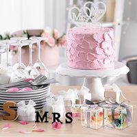 Boîte d'invité de mariage en acrylique Cube carré en plastique avec couvercle Mini boîte d'affichage de conteneurs en acrylique pour douche nuptiale de mariage