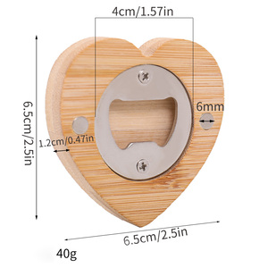 Natural Bamboo <strong>Fridge</strong> Heart-shaped Bottle Opener <strong>Custom</strong> Logo Beer Opener Bar Kitchens Parties Bottle Opener With <strong>Magnet</strong> - Product Image 2