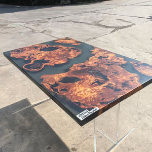 طاولة طعام خشبية مستطيلة بتصميم نهر من الإيبوكسي ذات نسيج متموج - Product Image 6