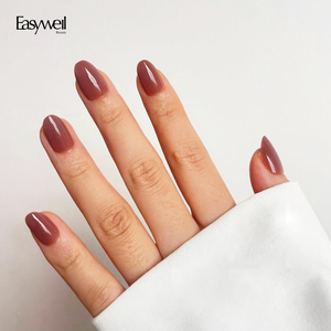 Easywell, vente chaude, ongles pressés courts ovales ronds, solides, faits à la main, pointes d'ongles en gel, couverture complète, ongles en gel pressés - Product Image 2