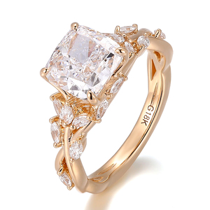 Anelli in Oro Giallo 18K con Diamanti D VS1 da 2,5 Carati, Taglio Cushion Creato in Laboratorio, Design Unico, Gioielli da <span class=keywords><strong>Donna</strong></span> per Anniversario - Product Image 1