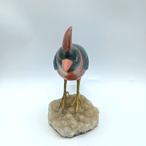 Escultura de pájaro de ágata negra/jaspe rojo, arte popular, para regalos navideños BJ1086 - Product Image 3
