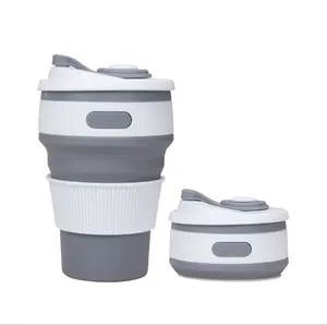 Taza de silicona para beber BPA, 350ml, portátil, respetuoso con el medio ambiente, plegable, de viaje, plegable, reutilizable