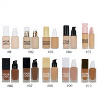 Fond de teint liquide vegan longue tenue, couvrance totale, fini mat foncé, avec correcteur pour le visage, marque privée