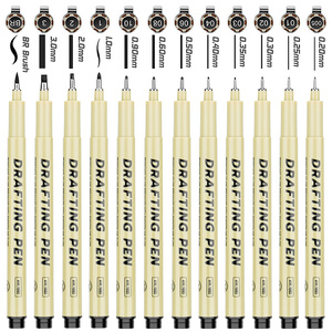 Ensemble supérieur 16 tailles croquis micron stylo Fine Liner dessin <span class=keywords><strong>Manga</strong></span> Anime marqueur supérieur aiguille dessin stylo surligneurs produit - Product Image 2