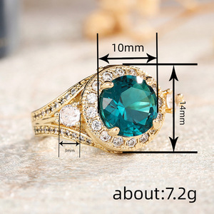 Anello vintage con gemma verde a forma di corona per donna, gioiello di lusso alla moda - Product Image 4