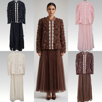Ensemble de veste boléro à sequins de luxe et robe longue plissée pour femme, tenue de soirée formelle modeste, vente en gros, boutique, mariage, nouvel arrivage pour l'Aïd