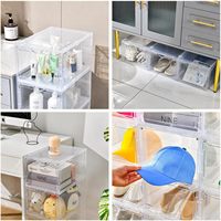 Organisateur Pliable de Chaussures en Plastique, Rangement Clair Portable, Meuble à Chaussures Empilable, Boîte à Baskets avec Porte Magnétique