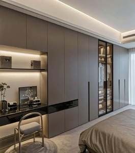 Fabricante de Muebles personalizados Muebles de dormitorio Diseño de armario moderno modular de madera Armario de dormitorio Estilo minimalista - Product Image 3