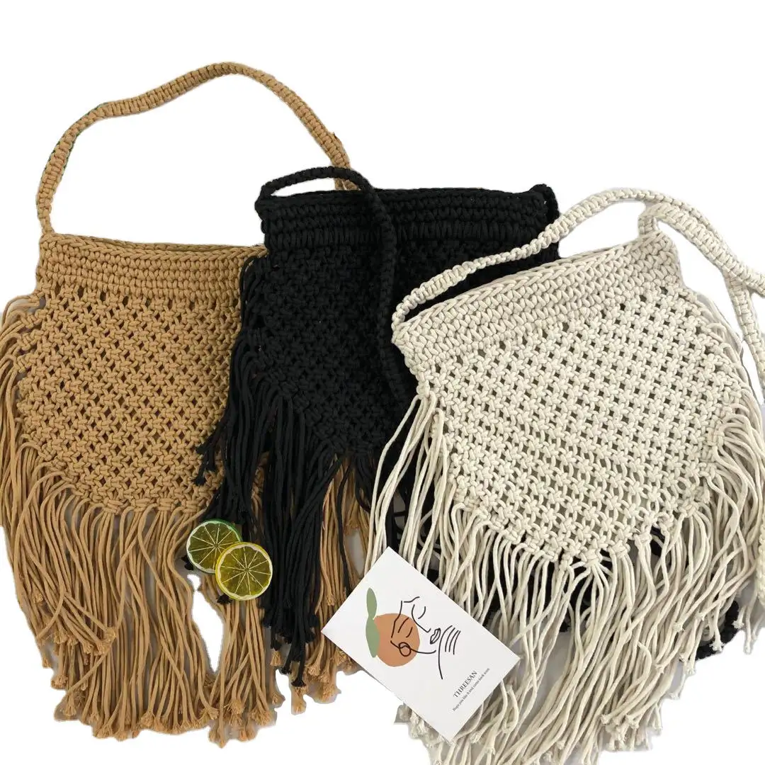 Multi Color Macrame bolsos de mujer Crochet Lady Hand Bags Bohemian sling bags for women Cotton Shopping Bag