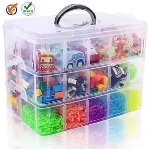 कला और शिल्प के लिए 30 डिब्बों वाला खिलौना ऑर्गनाइज़र स्टैकेबल कंटेनर बॉक्स, फ्यूज बीड्स टेप कार सहायक उपकरण के लिए प्लास्टिक बॉक्स