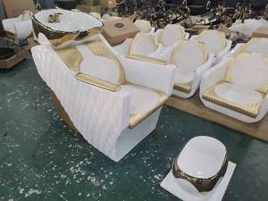 Sillón de peluquería contemporáneo con lavabo de cerámica y tapicería de cuero PU para mobiliario de salón - Product Image 4