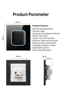 Interruptores Eléctricos Universales de Lujo Blancos de Cristal Templado Completo, de 1, 2, 3 y 4 Vías, Interruptores de Pared Negros y Grises con Apertura LED - Product Image 5