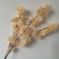 B-986 Vente en gros de branches de fleurs de cerisier en soie de haute qualité, Sukura, pour arrangements floraux de mariage et de maison, fleurs de cerisier couleur champagne foncé