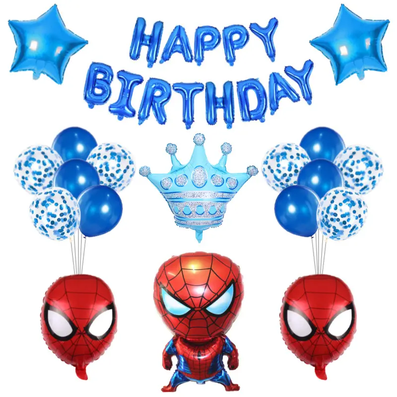 Karikatür süper kahraman amerika kaptan örümcek adam folyo balonlar Set mutlu doğum günü afiş parti dekorasyon lateks balon kemer kiti