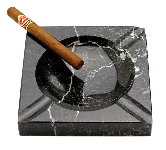 Nordic luxury marble ashtray home hotel living room creative office room black marble decoration cigarette cigar ashtray