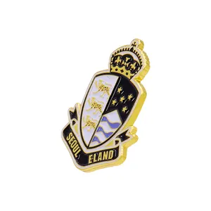 Customization Korea Seoul Eland Lapel Enamel Pins Gold Plating Clutch Wholesale Enamel Soft Badge Pin