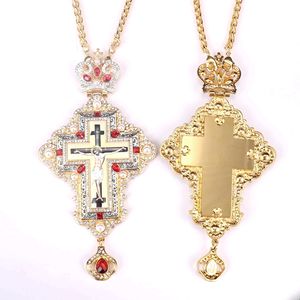 ZD041 el más nuevo collar de cruz pectoral de iglesia griega ortodoxa de aleación ruso chapada en oro y plata antigua para sacerdote con caja de regalo - Product Image 3