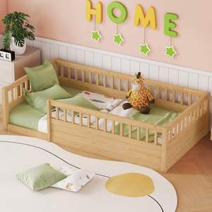 מיטה קומה אחת מעץ מונטסורי עץ עם מגירה עיצוב נייד לחדר שינה או אפשרות סיטונאית בסלון - Product Image 3