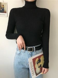 Новинка, однотонная трикотажная рубашка с высоким воротником, осенне-зимний женский свитер - Product Image 4