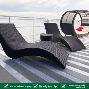 Chaise longue d'extérieur en rotin, canapé, <span class=keywords><strong>lit</strong></span> de piscine, <span class=keywords><strong>lit</strong></span> de plage, design moderne mobile en forme de S, inclinable - Product Image 2