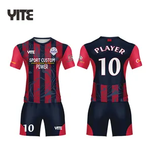 Hoge Kwaliteit Polyester Voetbal Uniformen Voetbal Slijtage Ontwerp Voetbal Jersey Unisex