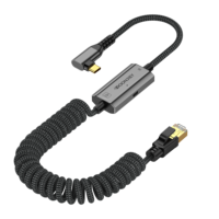 2.5 Gigabit LAN Ethernet câble adaptateur PD 100W TYPE C RJ45 90 degrés coude à Angle droit pour ordinateur portable téléphone Mobile Stock disponible