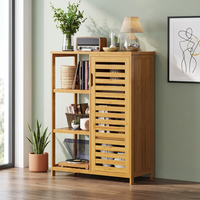 Étagère de rangement multifonctionnelle moderne en bambou de qualité supérieure, à double niveau, non pliable, portable, 66x87x33cm